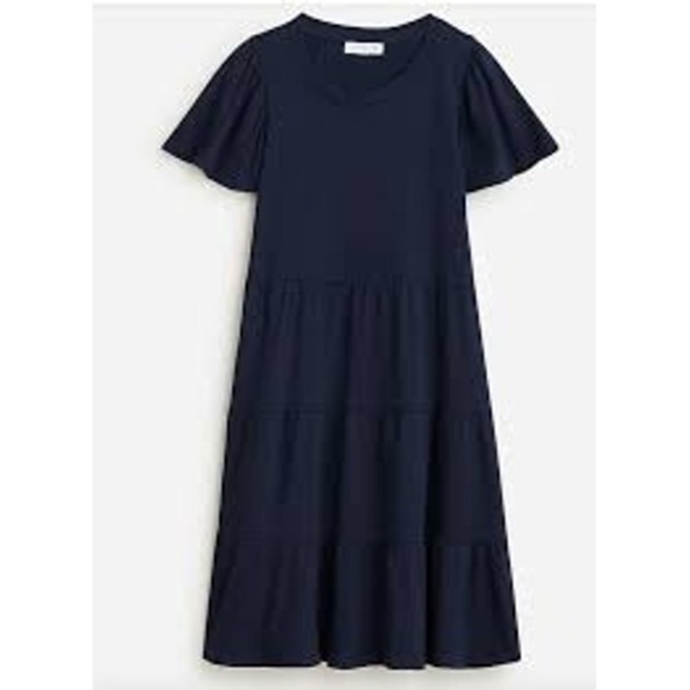 J.Crew Dress Womens XS Navy Blue Tiered Mini Flutter Sleeve Cotton BP879 NEW